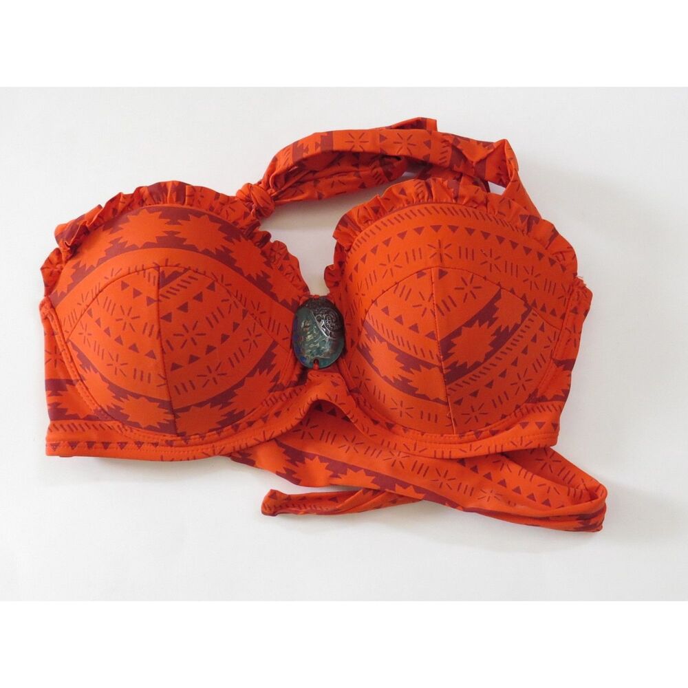 Disney Moana Hot Topic Heart of Te Fiti w/Charm  Bikini Top Orange M (JR)* EUC
